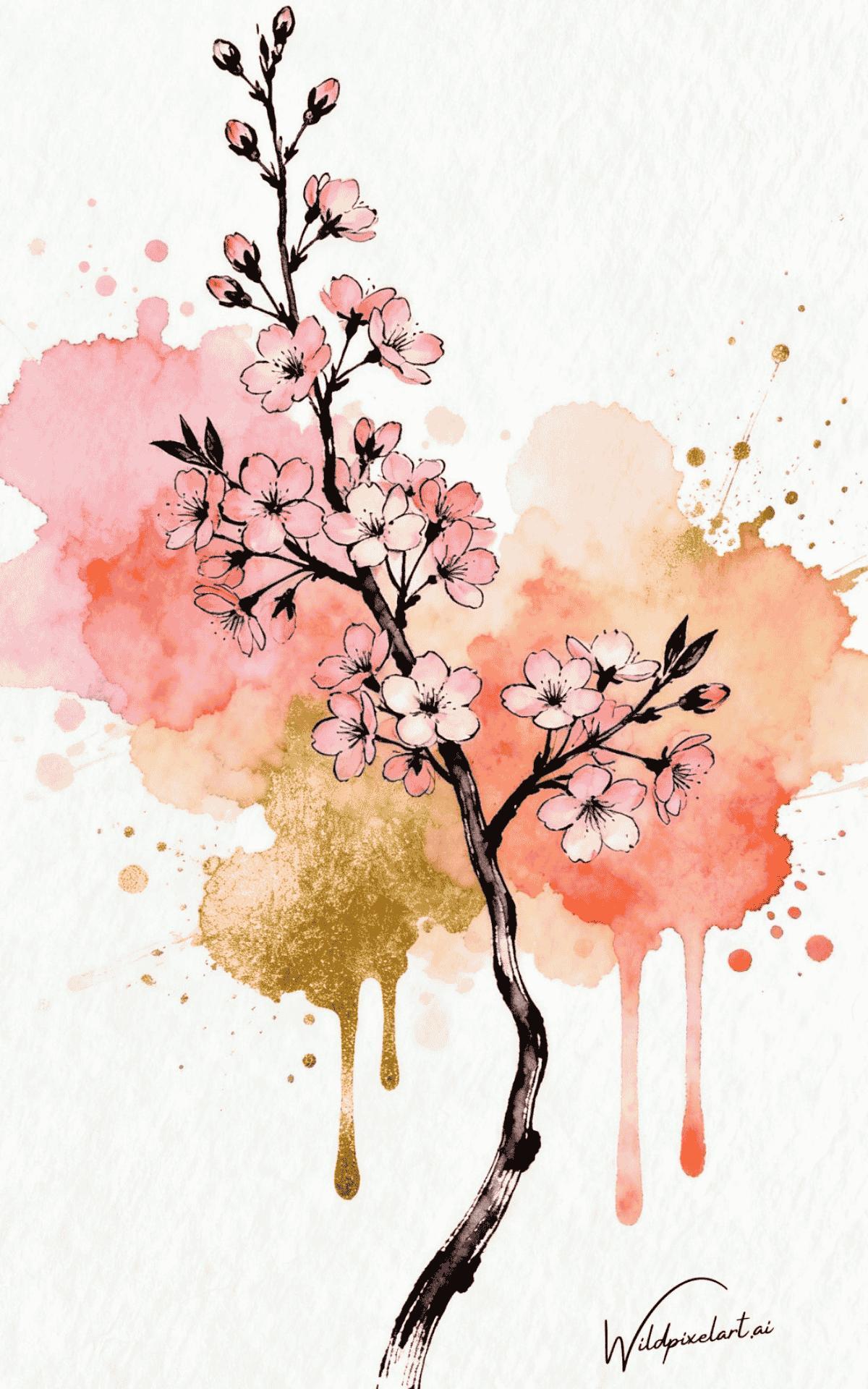Cherry blossom flora AI art