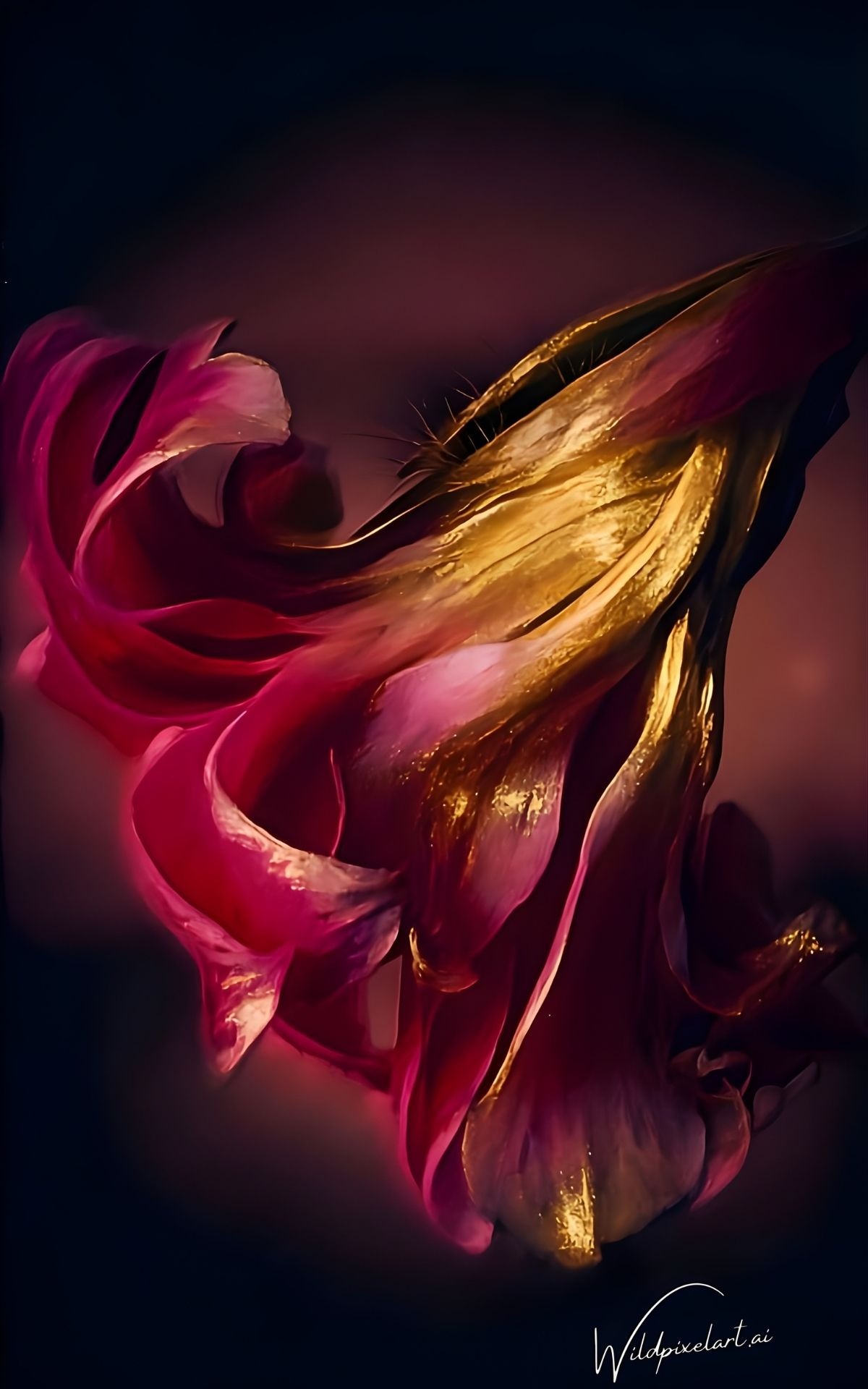 Dark tulip gold AI art — WildPixelAI